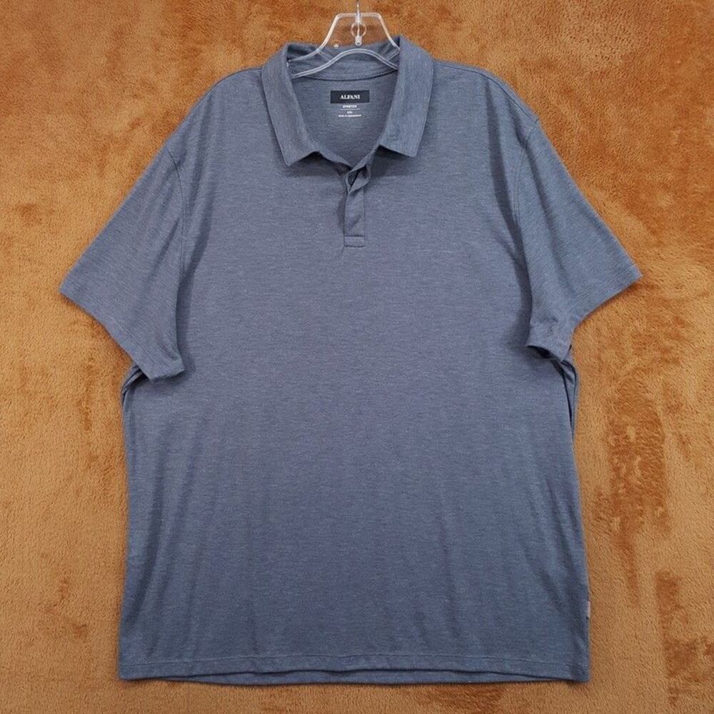 ALFANI Polo Shirt Mens XXL Grey Short Sleeve Stretch Alfatech Soft Knit